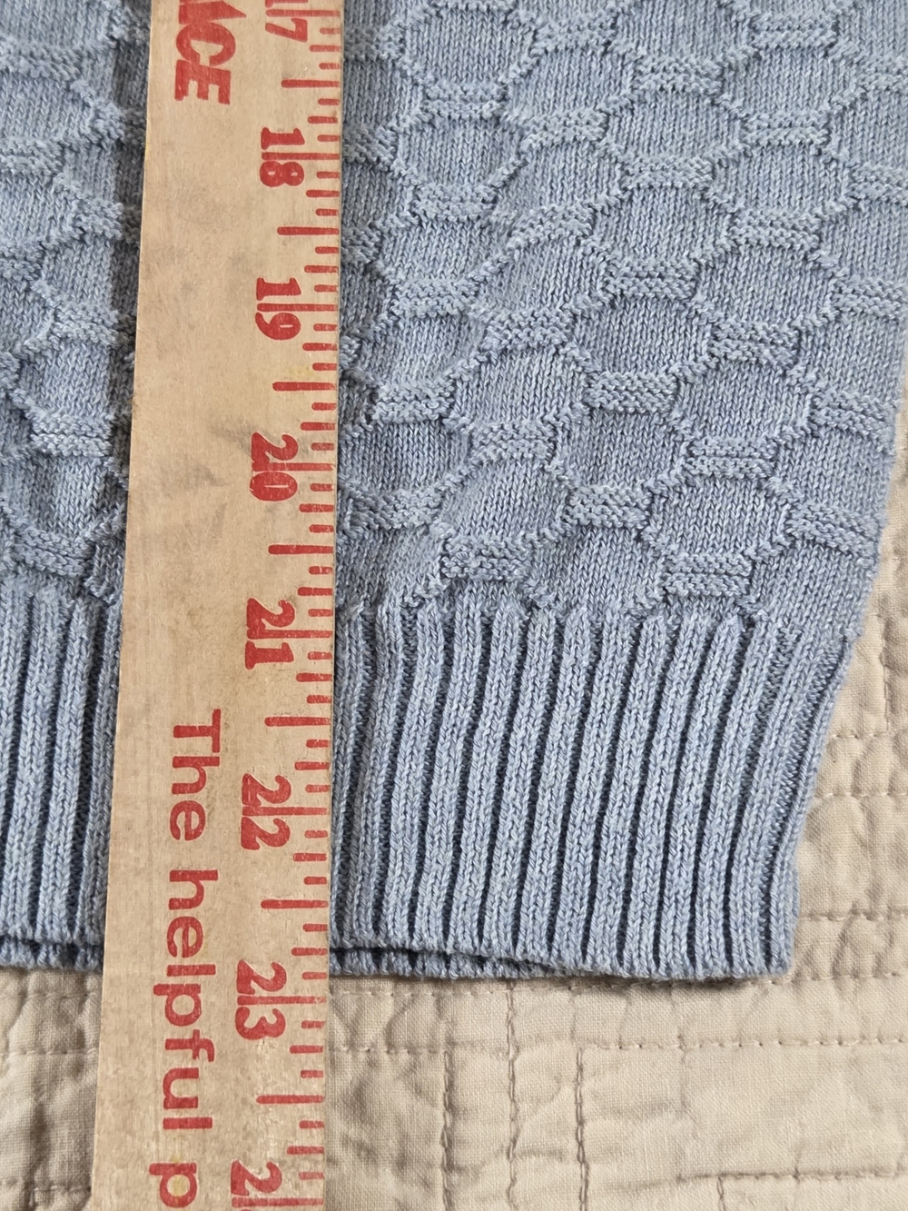 Ella Moss Honeycomb Knit Elbow Sleeve V-Neck Sweater Sky Blue-woman Lg - Picture 6 of 9